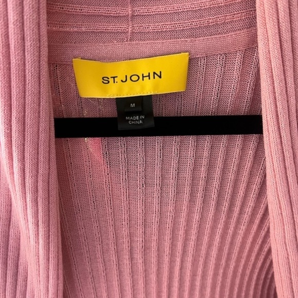 ST. JOHN pink open front cardigan size M - Picture 6 of 8